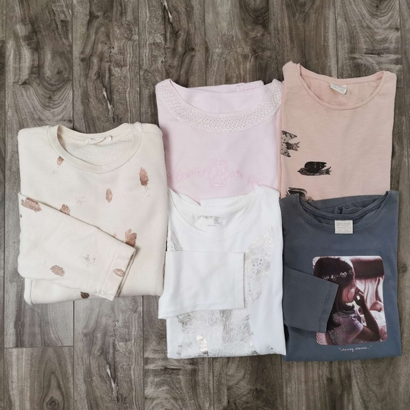 Girls Size 13-14 4 T-Shirt & 1 Long Sleeve - Picture 1 of 1